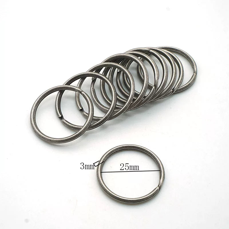 Solid Copper Antique Silver Plated Unisex Key Ring for 25mm Strap