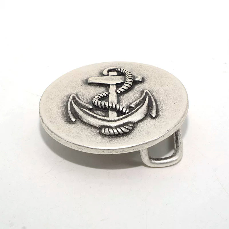 Solid Brass Antique Silver Plated Vintage Men's Belt Buckle