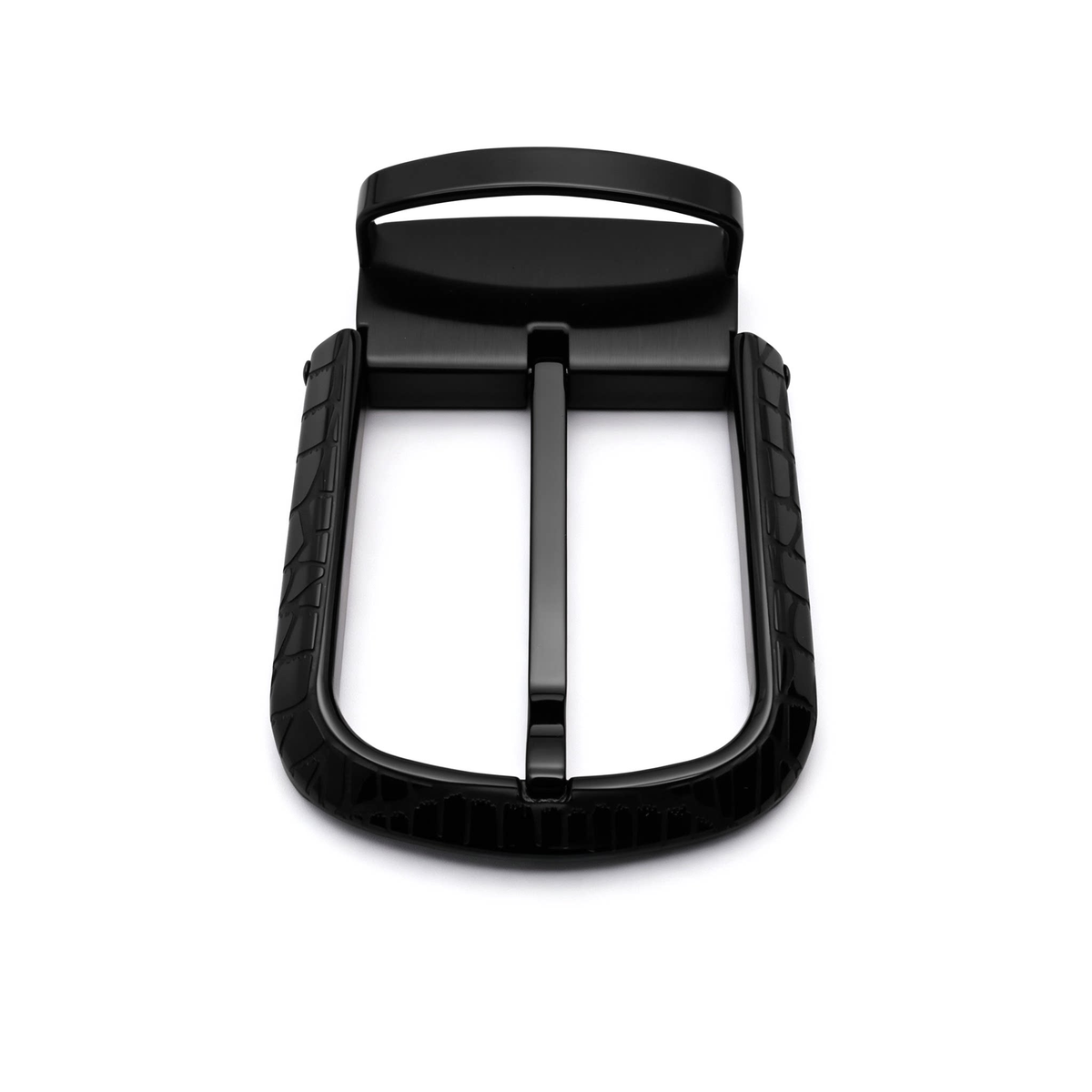 Men's Rotatable Reversible Pin Belt Buckle, 38.8mm Inner Width, Unique Croc Crackle Inlaid Frame Metal Belt Buckle Replacement, Silver / Gold / Matte Black