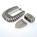 Solid Brass Antique Silver Plated Vintage Pin Buckle 3-Piece Set