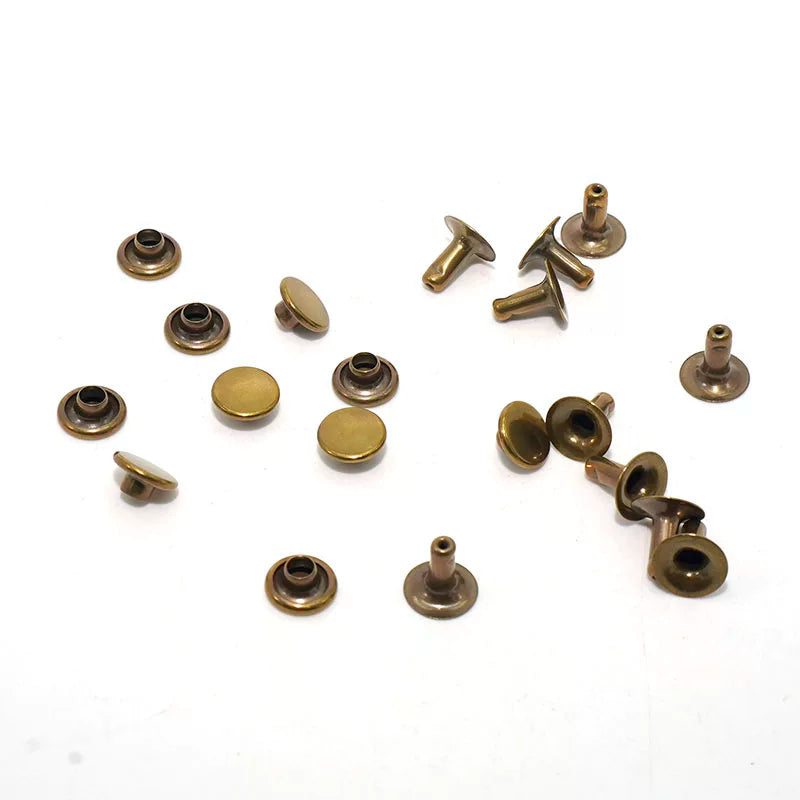 Solid Copper Antique Bronze Double Cap Rivet 9x10mm