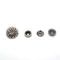 Solid Brass Antique Silver Plated Vintage Floral Snap Fastener