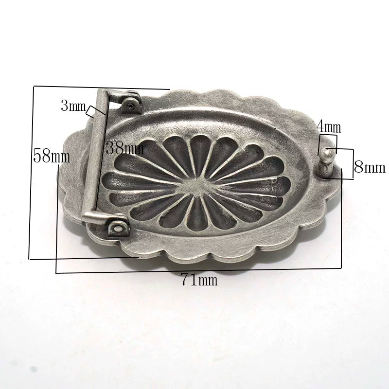 Solid Brass Antique Silver Plated Vintage Belt Buckle