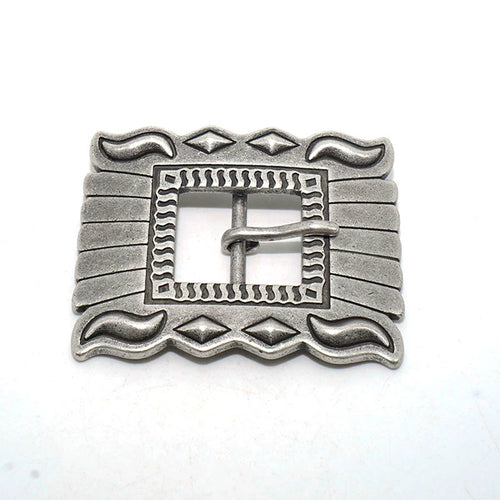 Solid Brass Antique Silver Plated Vintage Patterned Belt Buckle