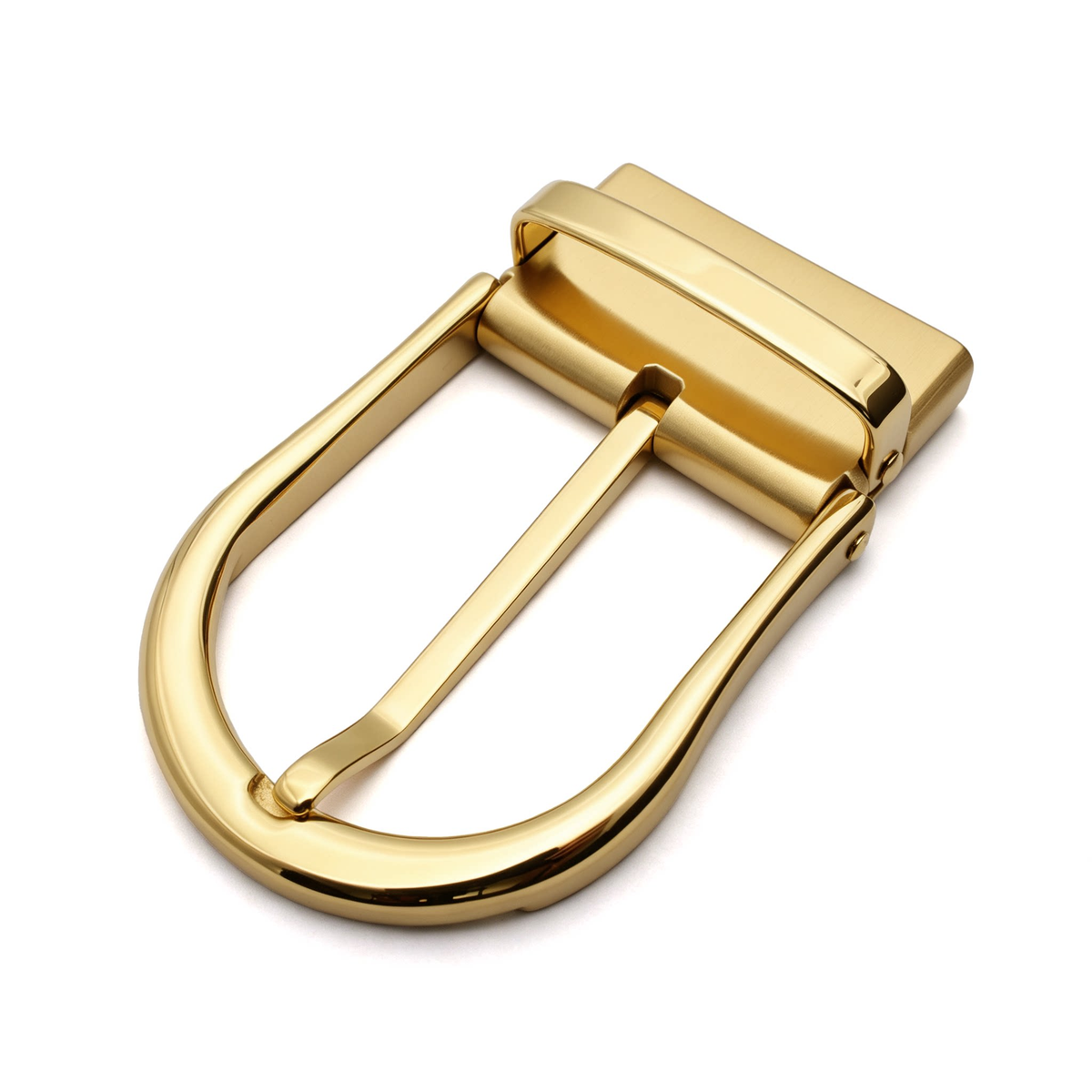Men's Reversible Rotating U-Shape Pin Belt Buckle, 39mm Inner Width, Horseshoe Metal Belt Buckle Replacement, Gold / Silver / Black