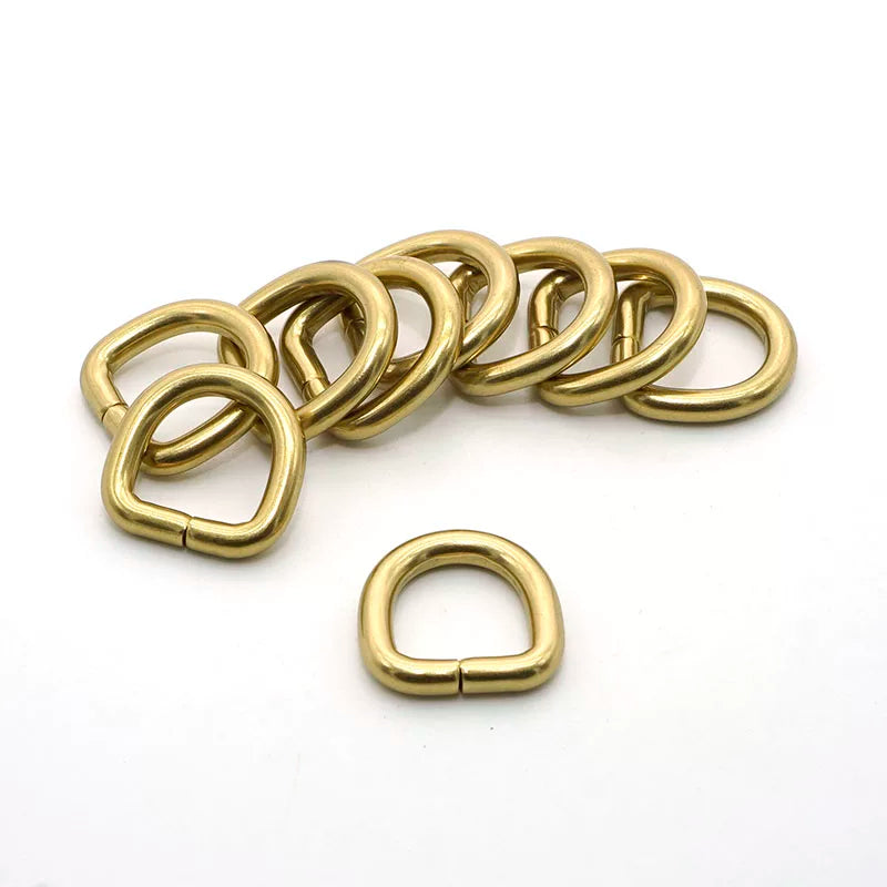 Solid Brass Open D-Ring 10 Pcs