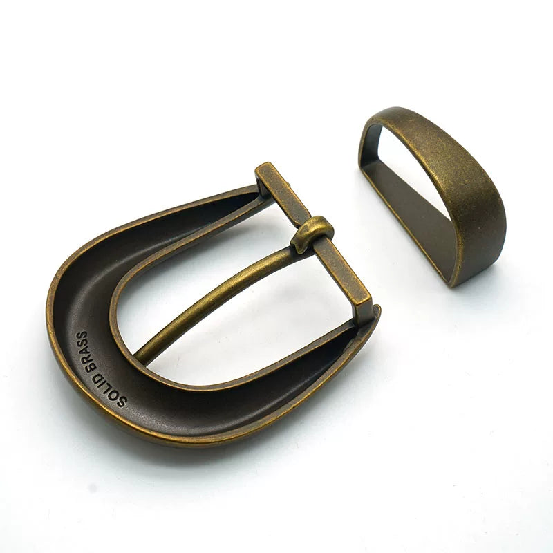 Solid Brass Antique Bronze Vintage Western Pin Buckle 35mm
