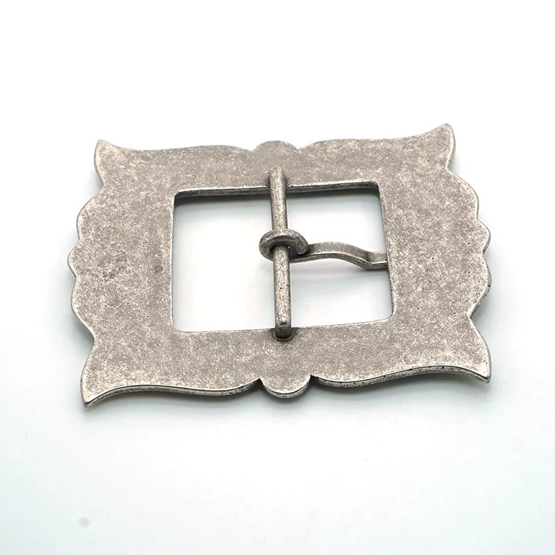 Solid Copper Silver Plated Patterned Belt Buckle for 39mm Strap