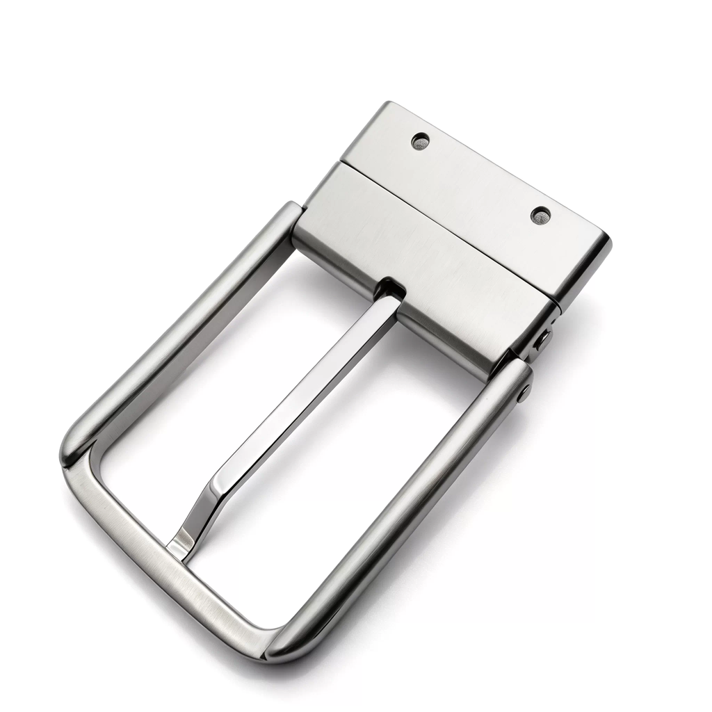 Men's Reversible Rotating Pin Belt Buckle, 39mm Inner Width, Rounded Square Silver Metal Belt Buckle Replacement