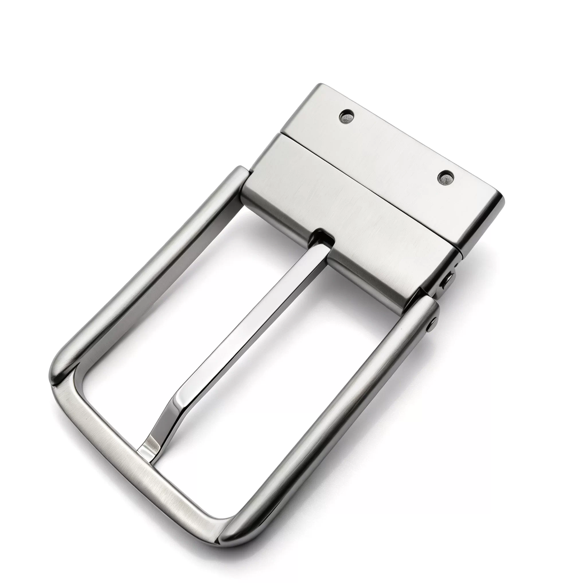 Men's Reversible Rotating Pin Belt Buckle, 39mm Inner Width, Rounded Square Silver Metal Belt Buckle Replacement