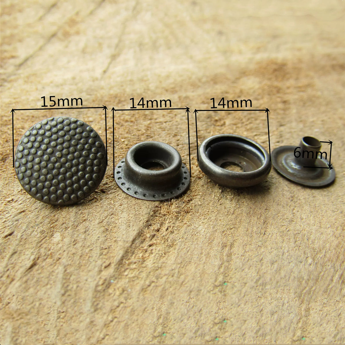 Solid Brass Patterned Snap Fastener 15mm