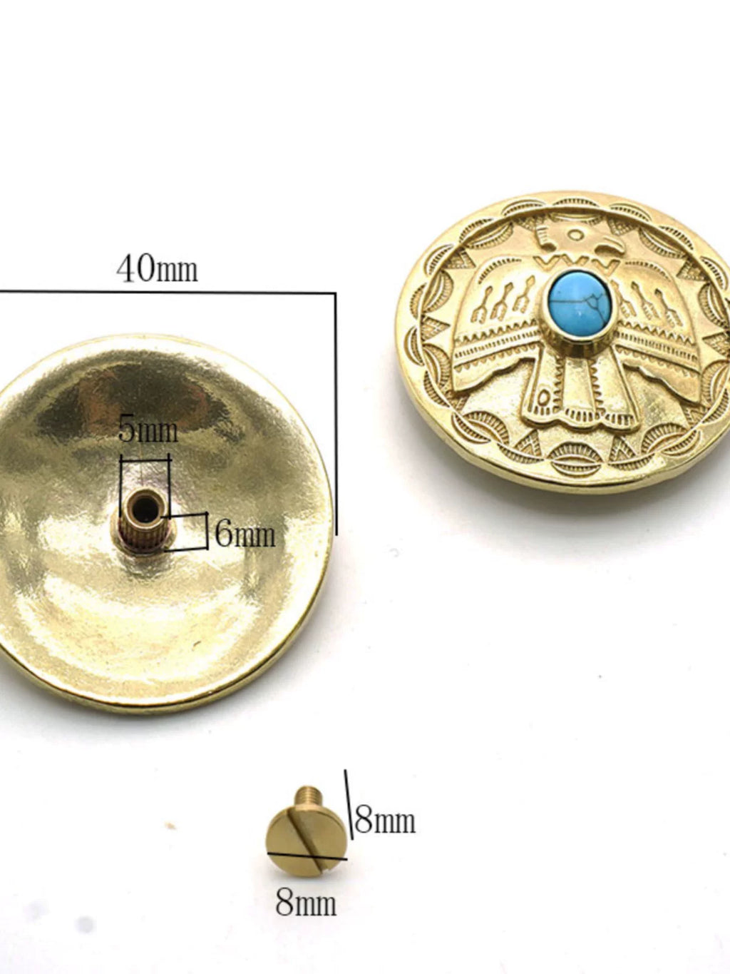 Solid Brass Turquoise Wallet Snap