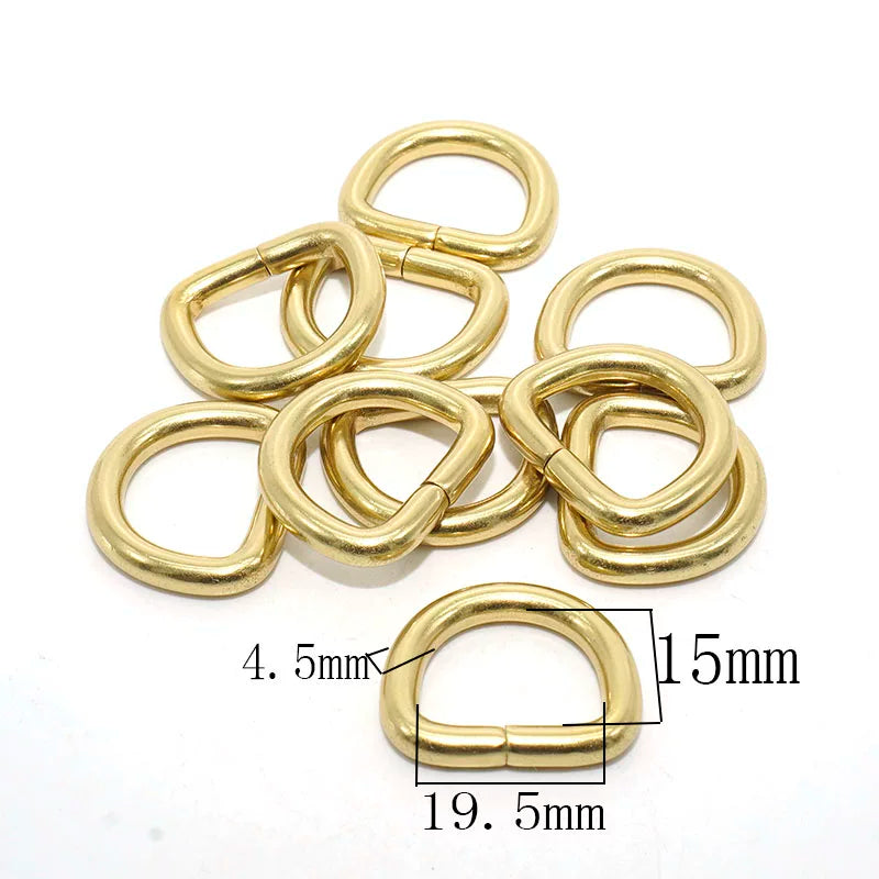 Solid Brass Open D-Ring 10 Pcs