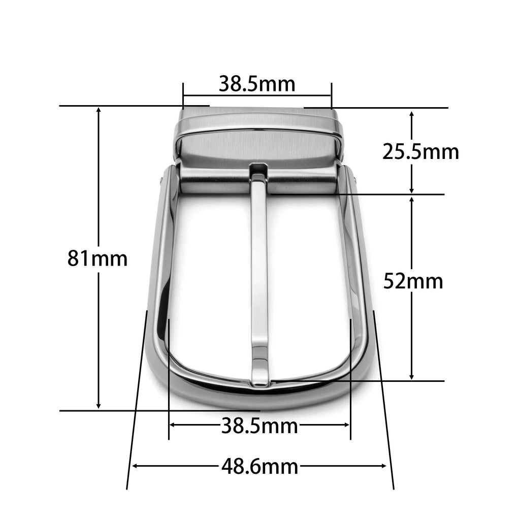 Men's Rotatable Reversible Pin Belt Buckle, 38.5mm Inner Width, Sleek Curved Smooth Frame Metal Belt Buckle Replacement, Silver / Gold / Matte Black
