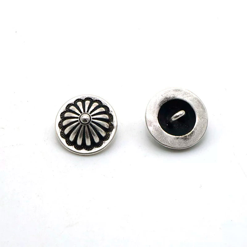 Solid Copper Decorative Button Patterned Chrysanthemum Buckle Luggage Leathercraft Hardware Plated Fine Antique Silver Luggage Garment Stitched Button Buckle
