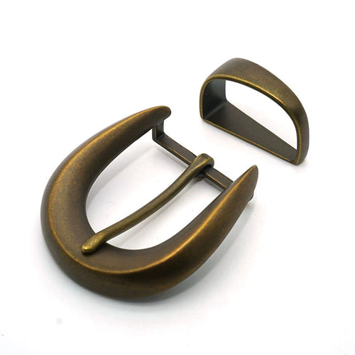 Solid Brass Antique Bronze Vintage Western Pin Buckle 35mm