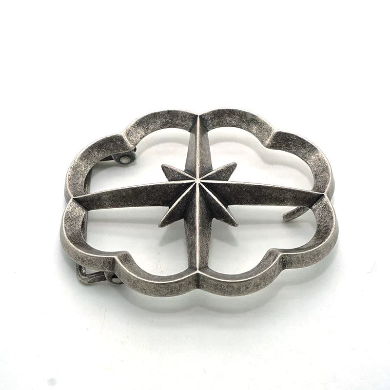 Solid Copper Antique Silver Plated Vintage Belt Buckle for 38mm Strap