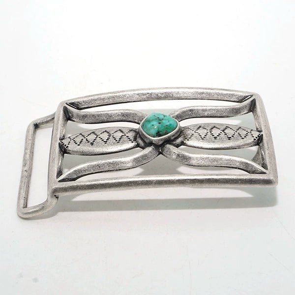 Solid Brass Vintage Turquoise Belt Buckle for 38mm Strap