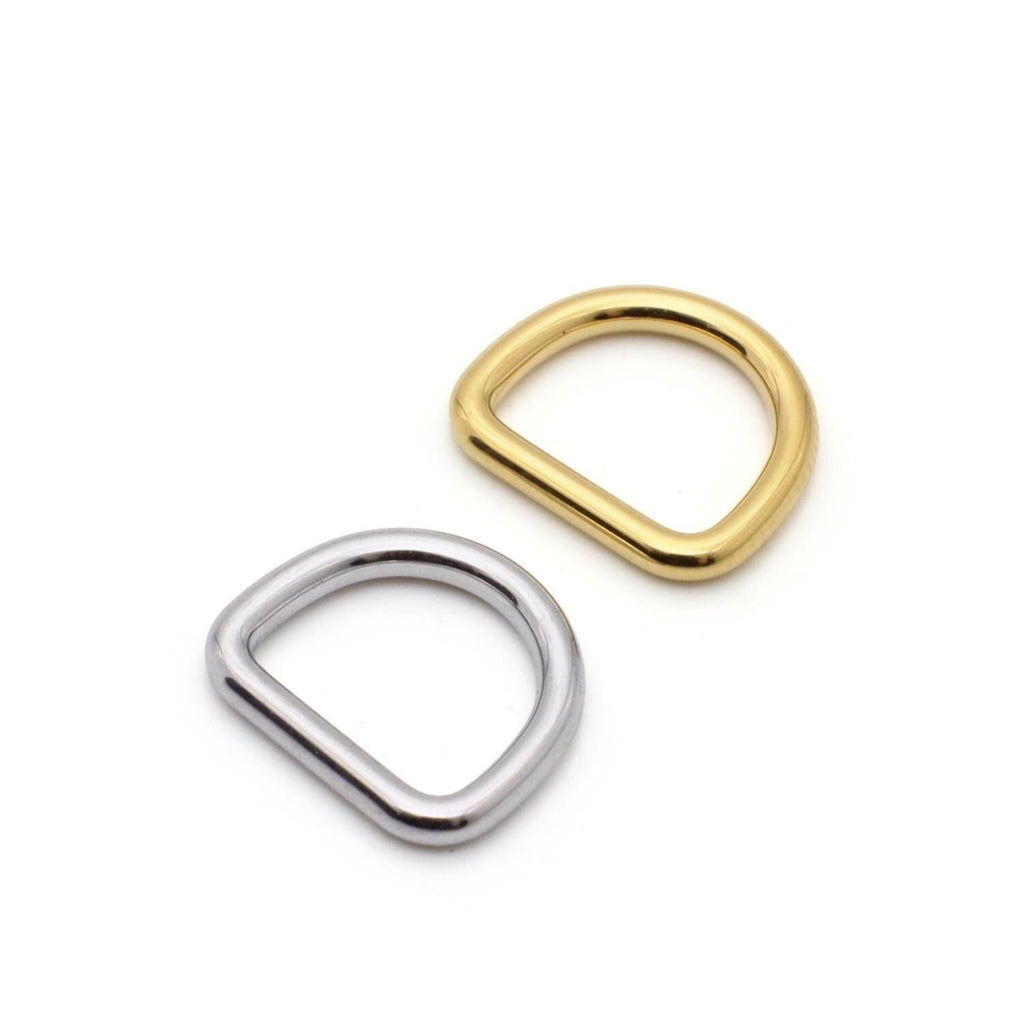 Small purse strap D-ring showing rounded profile