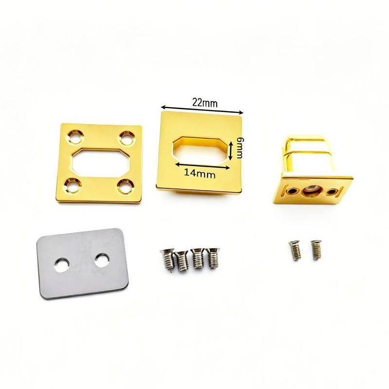 Square bag lock kit showing front plate and latch