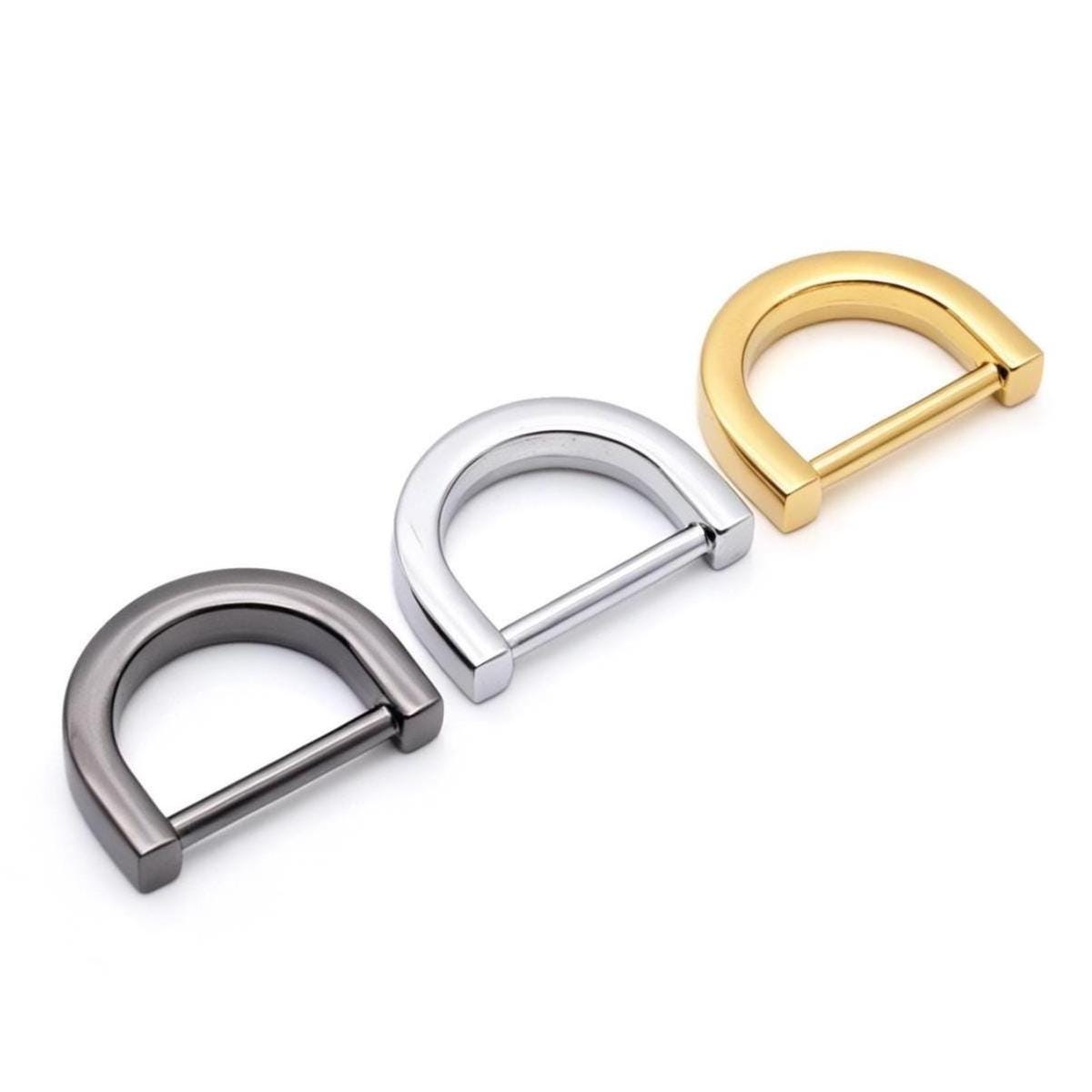 Metal horseshoe D-ring showing rounded profile