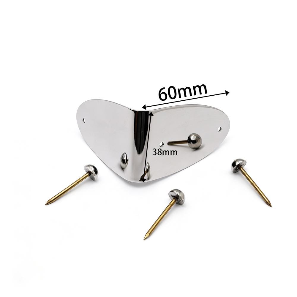 Close-up of trunk hardware kit components for wooden chests