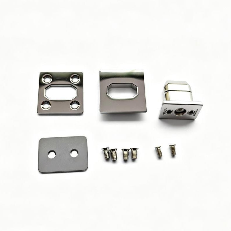 Square twist lock clasp components for bag making